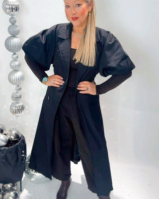 Valentina Balloon Sleeves Trench 'Black'