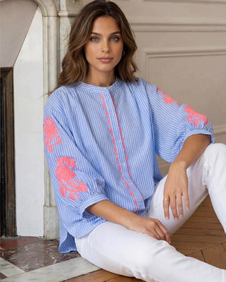 Blair Striped Neon Shirt 'Blue & Pink'