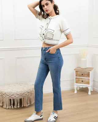 Nancy Cropped Flare Jeans 'Classic Denim'