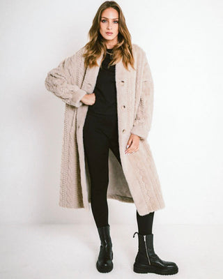 Pam Cable Fur Coat 'Cream'