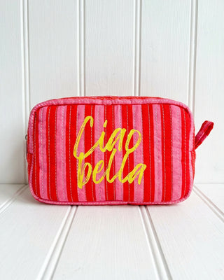 Amalfi Striped Make Up Case 'Pink & Red'