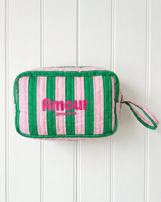 Amalfi Striped Make Up Case 'Pink & Green'