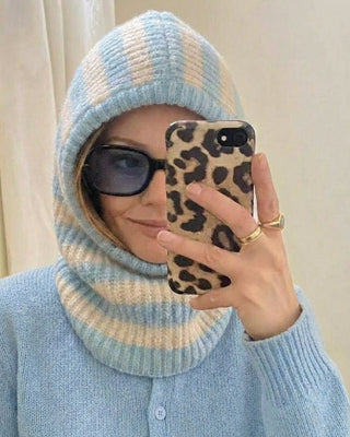 Hooded Knit Accessory 'Baby Blue & Cream'