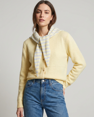 Dahlia Wool Cardigan with Scarf 'Lemon'