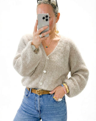 Belinda Kid Mohair Cropped Cardigan 'Oatmeal'(Code: JORDAN99 - 2 Colours for €99)
