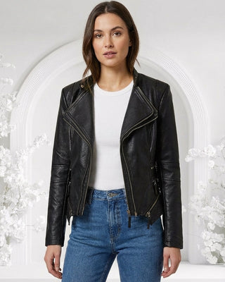 Sally Faux Leather Jacket 'Black'