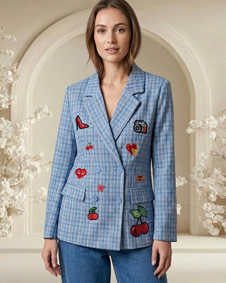 Begonia Check Blazer 'Blue'