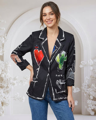 Poppy Graffiti Blazer 'Black'  (pre order)