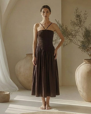 Adora Smocking Dress 'Brown'