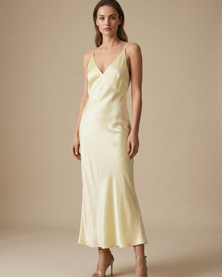 Josie Satin Dress 'Lemon'