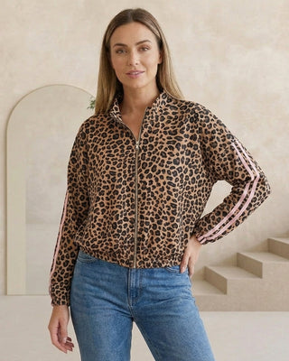 Colleen Leopard Bomber 'Baby Pink Stripes'