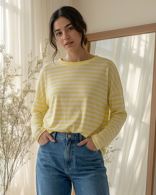 Lindsey Striped Sweatshirt 'Cream & Lemon'