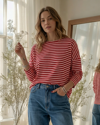 Lolita Striped Sweatshirt 'Baby Pink & Red