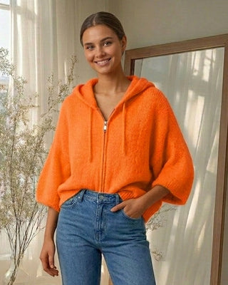 Gracie Hooded Knit Cardigan 'Neon Orange'
