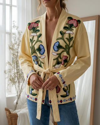 Palma Embroidered Jacket 'Denim Lemon'