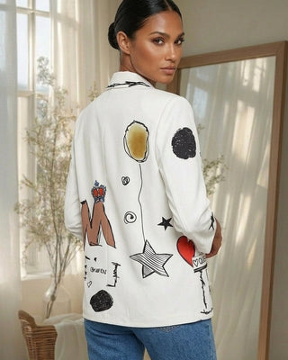 Poppy Graffiti Blazer 'White'