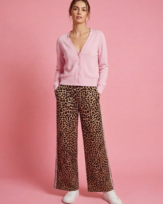 Mia Spring Sweatpants Baby Pink Stripes 'Leopard Print'