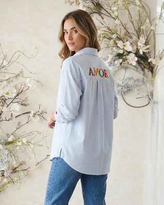 Amor Striped Shirt 'Blue & Cream'
