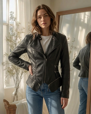 Sally Faux Leather Jacket 'Black'
