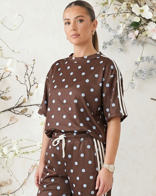 Magnolia Polka Dot T-Shirt 'Brown & Baby Blue' LIVE