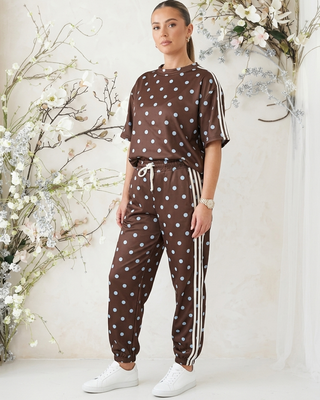 Magnolia Polka Dot Trousers 'Brown & Baby Blue' LIVE