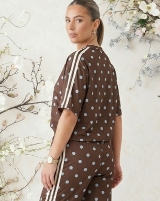 Magnolia Polka Dot T-Shirt 'Brown & Baby Blue' LIVE