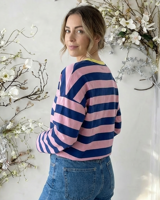 Winnie Striped Top 'Navy/Baby Pink/Lemon'