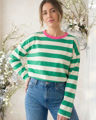 Winnie Striped Top 'Cream/Green/Pink'