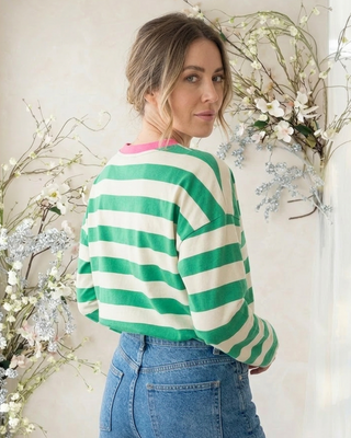 Winnie Striped Top 'Cream/Green/Pink'