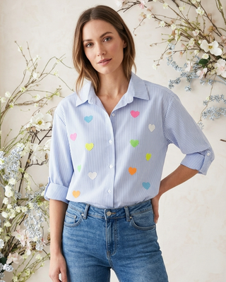 Nell Stripe Hearts Shirt 'Multi-Coloured'