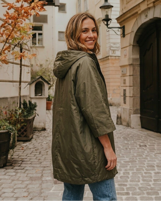 Giorgia Hooded Rain Jacket 'Khaki Green' LIVE
