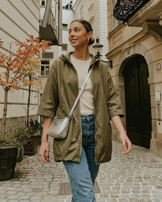 Giorgia Hooded Rain Jacket 'Khaki Green' LIVE