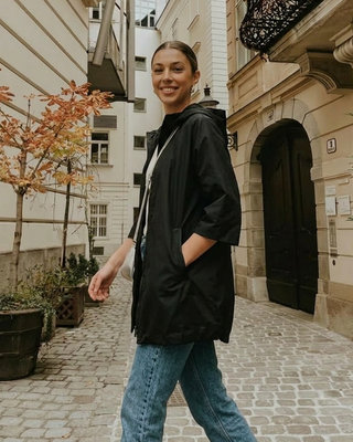 Giorgia Hooded Rain Jacket 'Black' LIVE