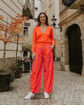 Maggie Striped Trousers 'Pink & Neon Orange'