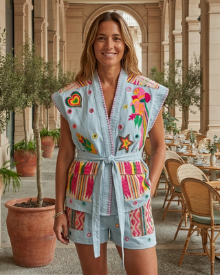 Brazil Embroidered Jacket 'Baby Blue Denim'