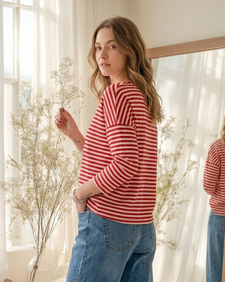 Lolita Striped Sweatshirt 'Baby Pink & Red
