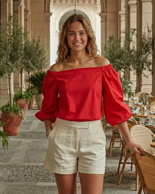 Blair Off The Shoulder Blouse 'Red' ( pre order )