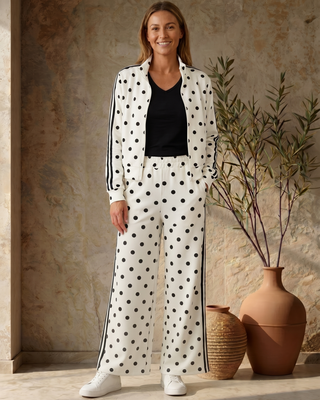 Magnolia Polka Dot Set (Bomber & Trousers) 'White & Black'