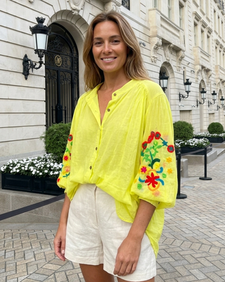 Azure Cotton Blouse 'Neon Yellow'