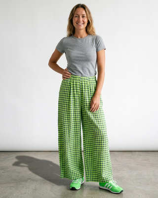 Electric Gingham Trousers 'Neon Green & Blue'