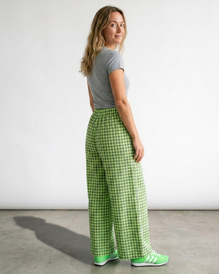 Electric Gingham Trousers 'Neon Green & Blue'