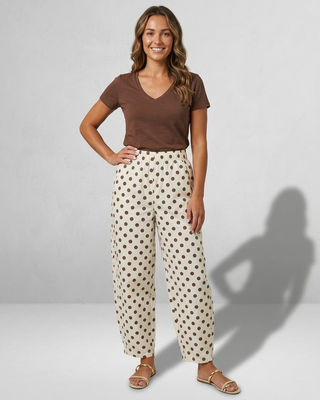 Ronnie Polka Dot Trousers 'Cream & Brown'