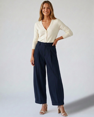 Maggie Balloon Leg Trousers 'Navy'