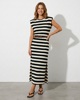 Lolita Striped Dress 'Black & Cream'
