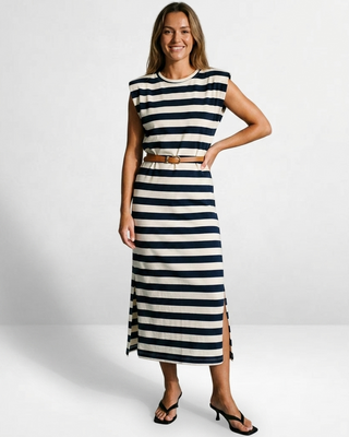 Lolita Striped Dress 'Navy & Cream'