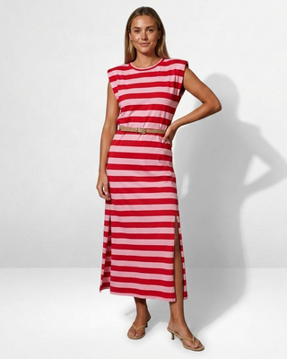 Lolita Striped Dress 'Baby Pink & Red'
