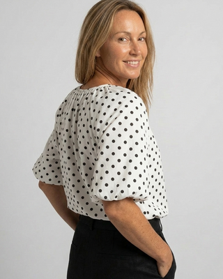 Maison Polka Dot Blouse 'White & Black'