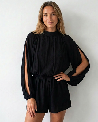 Florence Cheesecloth Playsuit 'Black'