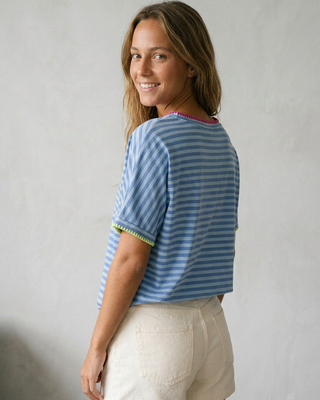 Nova Oversized Striped T-Shirt 'Blues/Neon'