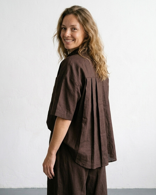 Muse Cotton Pleated Shirt 'Brown'